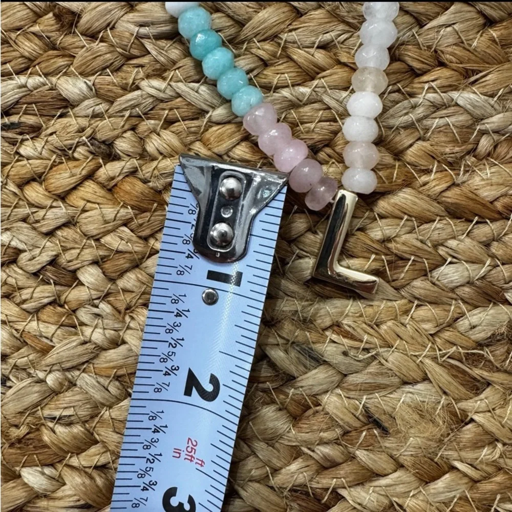 Baublebar Semi Precious ‘L' Initial Necklace - Pink & Blue - Picture 3 of 4